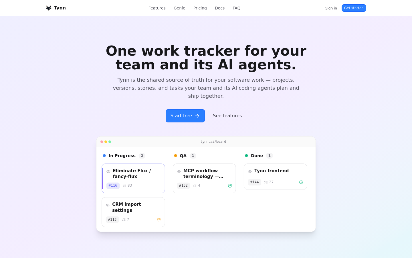 Screenshot of Tynn.ai